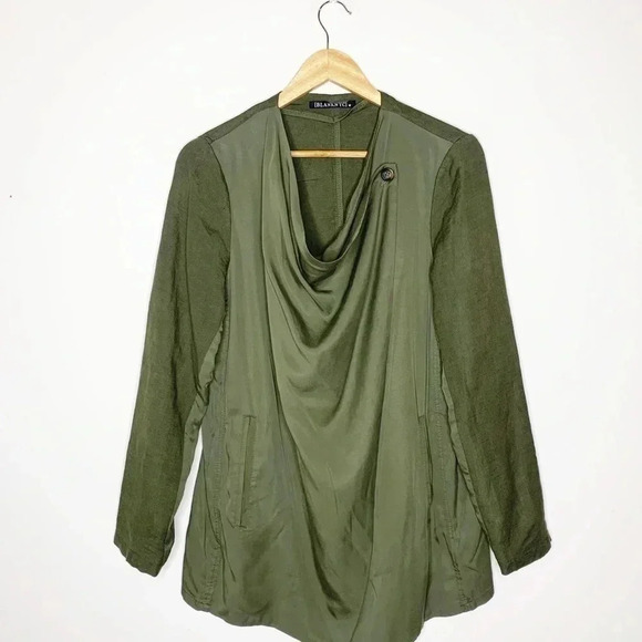 BlankNYC Green Linen Blend Drape Jacket Size Medium - Picture 1 of 7